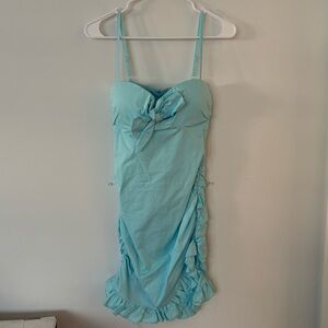 brand new! tiger mist aqua teal blue millie dress ruffle side slit mini dress🩵